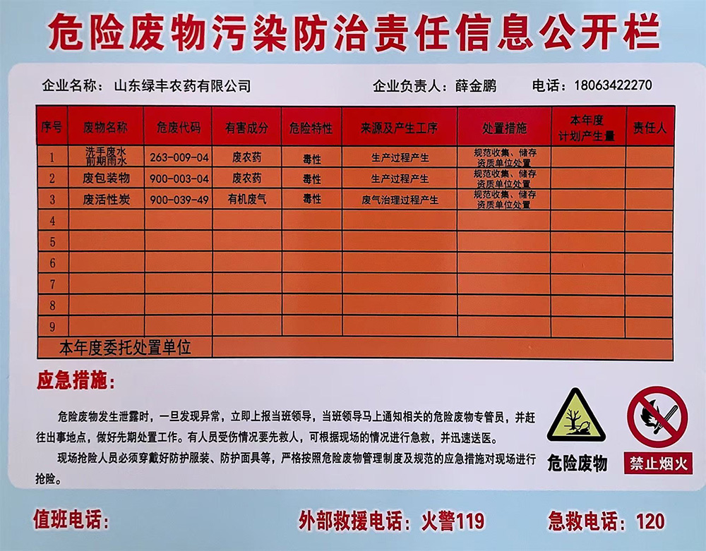 危险废物污染防治责任信息公开栏